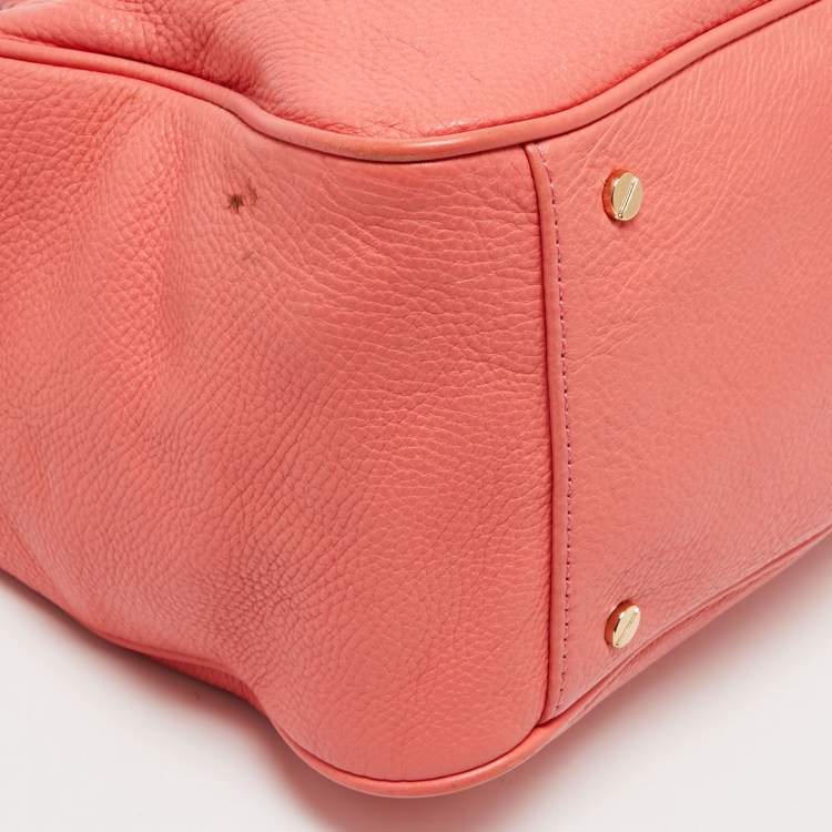 Pre Owned Tory Burch Coral Pink Leather Amanda Tote