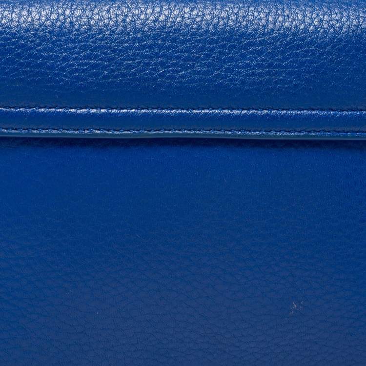 Pre Owned Tory Burch Blue Leather Robinson Chain Crossbody Bag