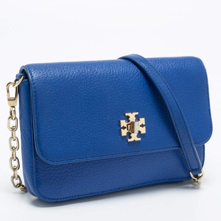 Pre Owned Tory Burch Blue Leather Robinson Chain Crossbody Bag