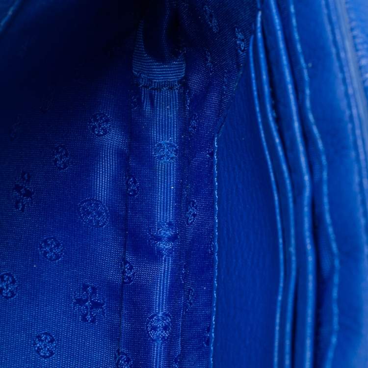 Pre Owned Tory Burch Blue Leather Robinson Chain Crossbody Bag