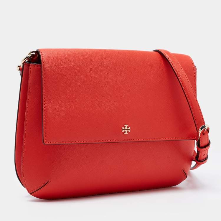 Pre Owned Tory Burch Red Saffiano Leather Robinson Messenger Bag