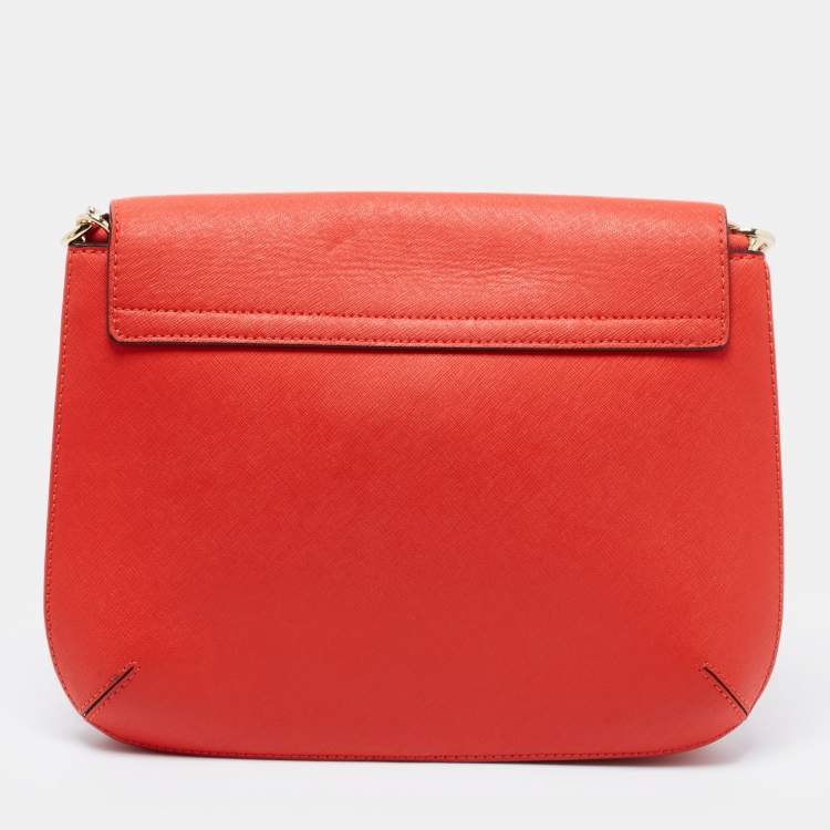 Pre Owned Tory Burch Red Saffiano Leather Robinson Messenger Bag