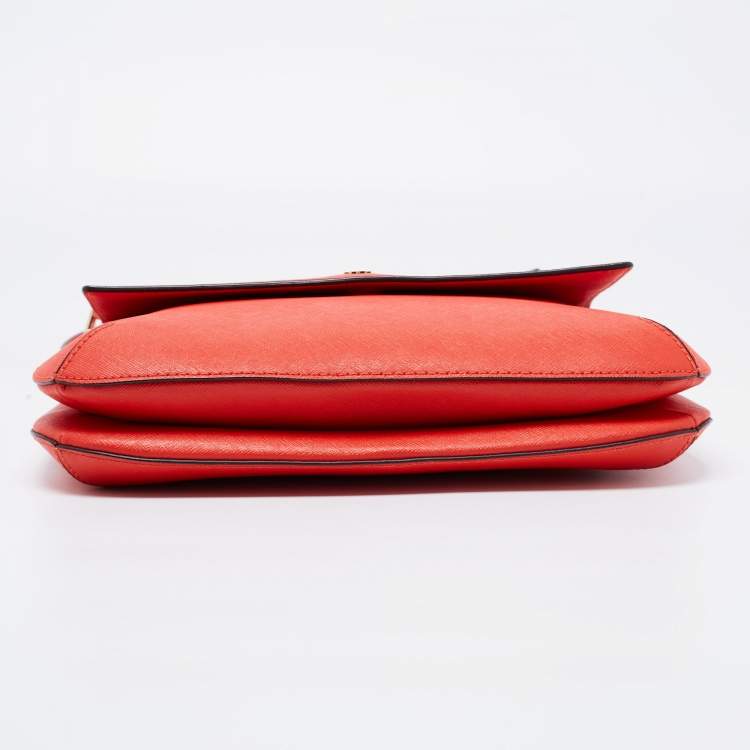 Pre Owned Tory Burch Red Saffiano Leather Robinson Messenger Bag