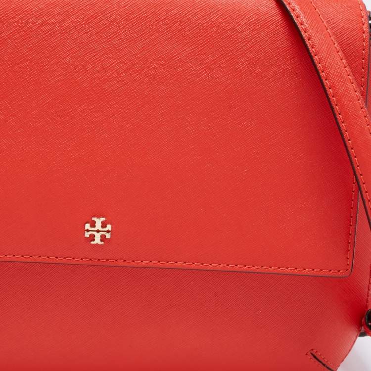Pre Owned Tory Burch Red Saffiano Leather Robinson Messenger Bag
