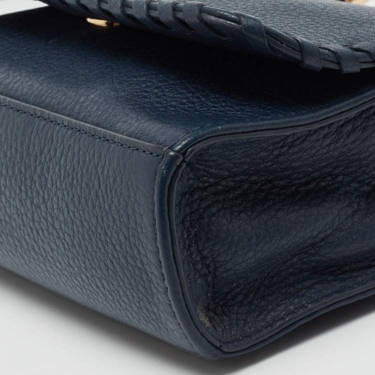 Pre Owned Tory Burch Blue Leather Marion Crossbody Bag