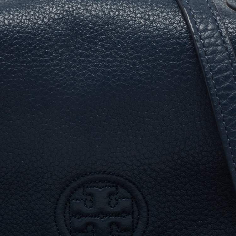 Pre Owned Tory Burch Blue Leather Marion Crossbody Bag