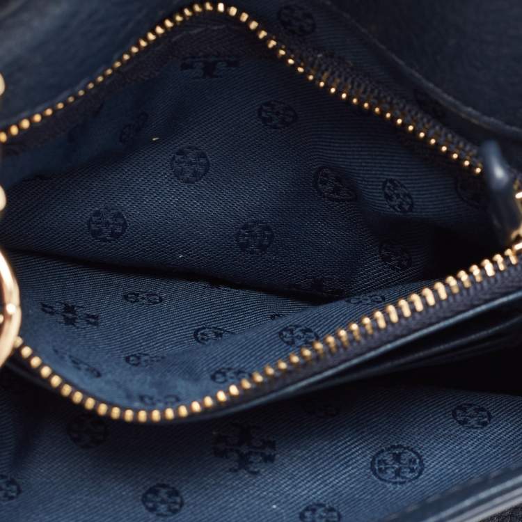 Pre Owned Tory Burch Blue Leather Marion Crossbody Bag