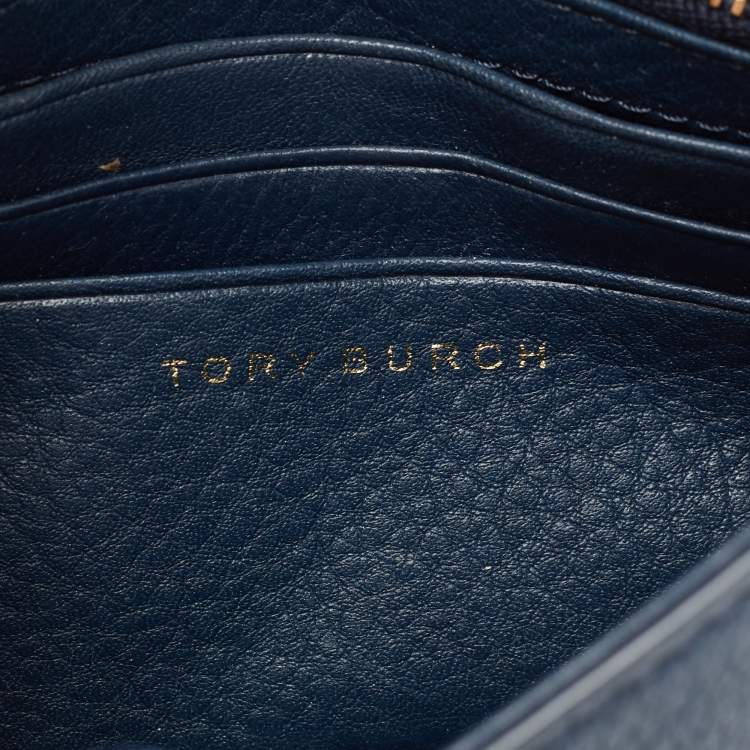 Pre Owned Tory Burch Blue Leather Marion Crossbody Bag