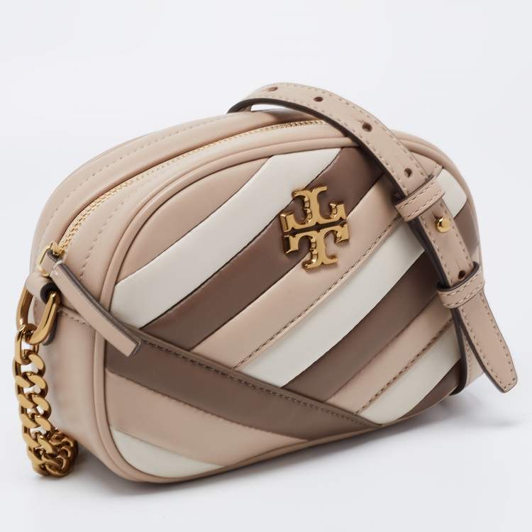 Pre Owned Tory Burch Tri Color Quilted Leather Small Kira Camera Bag
