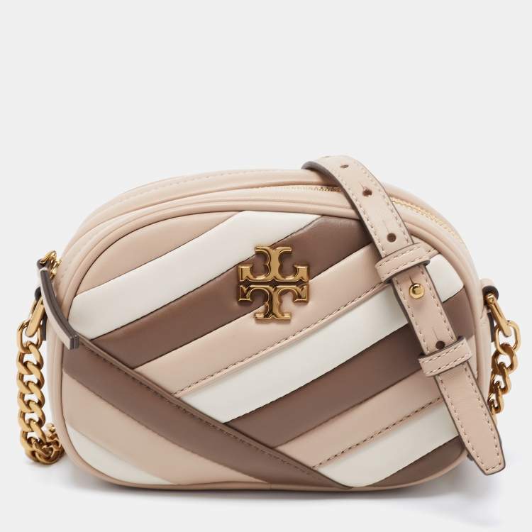 Pre Owned Tory Burch Tri Color Quilted Leather Small Kira Camera Bag