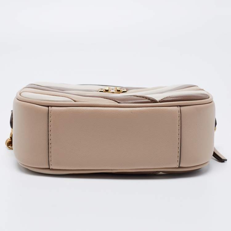 Pre Owned Tory Burch Tri Color Quilted Leather Small Kira Camera Bag