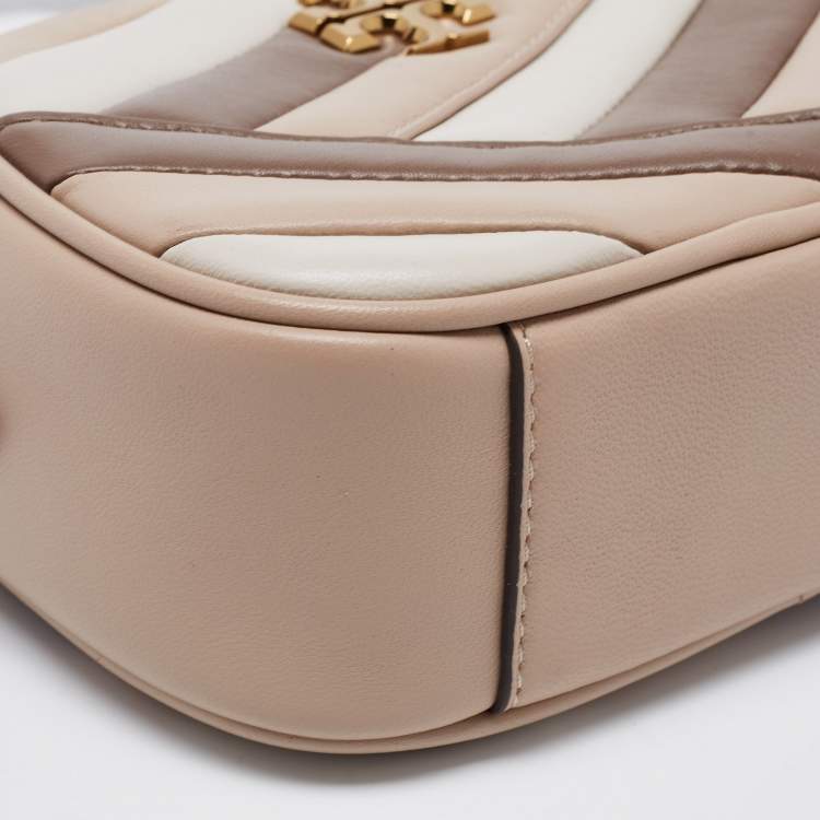 Pre Owned Tory Burch Tri Color Quilted Leather Small Kira Camera Bag