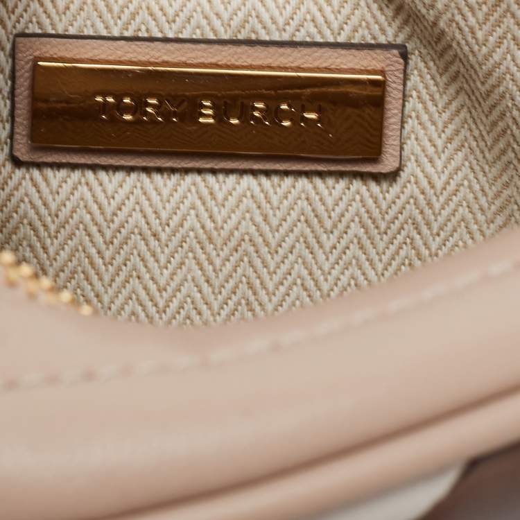 Pre Owned Tory Burch Tri Color Quilted Leather Small Kira Camera Bag