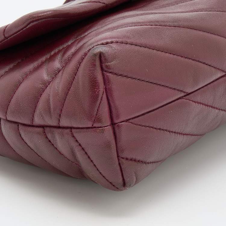 Pre Owned Tory Burch Burgundy Leather Kira Flap Shoulder Bag