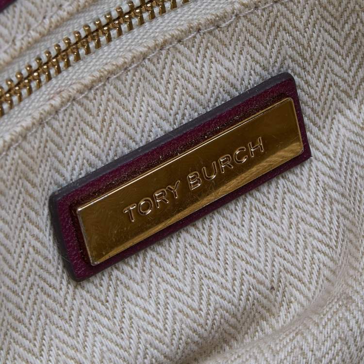 Pre Owned Tory Burch Burgundy Leather Kira Flap Shoulder Bag