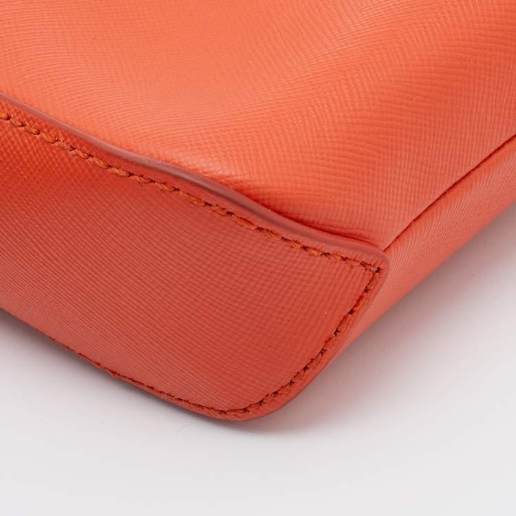 Pre Owned Tory Burch Orange Leather Wallet on Chain