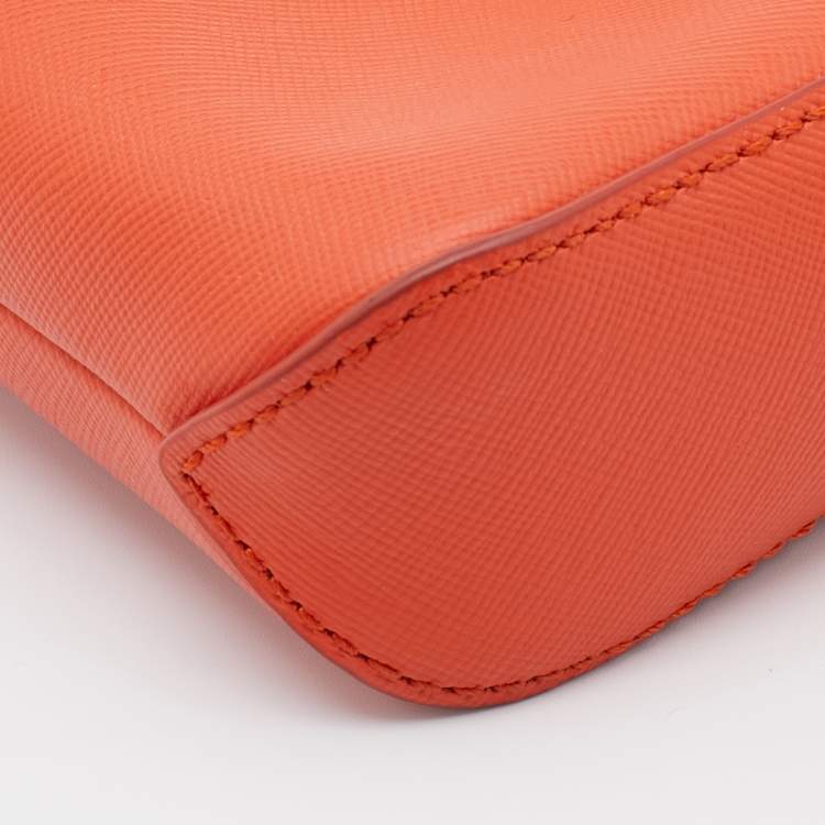 Pre Owned Tory Burch Orange Leather Wallet on Chain