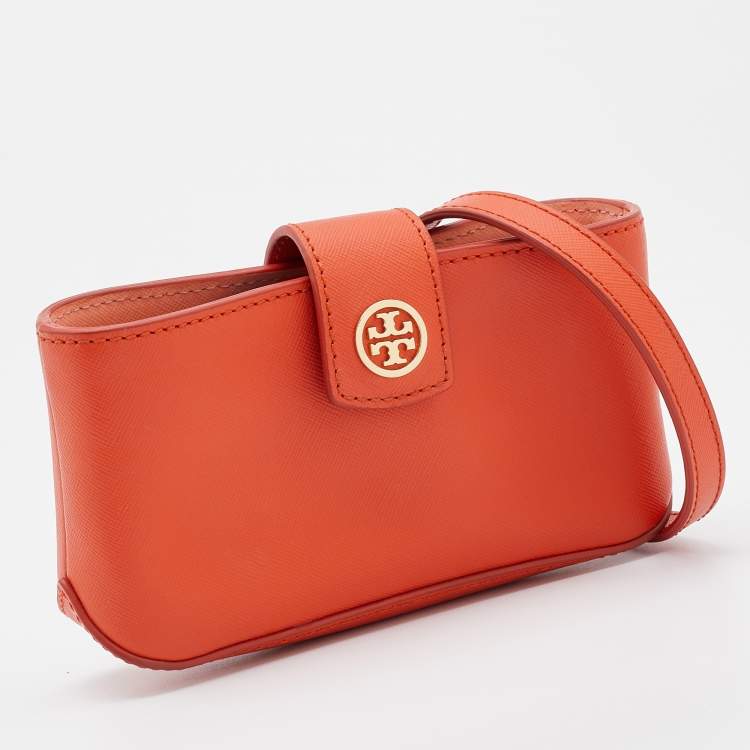 Pre Owned Tory Burch Orange Leather Wallet on Chain