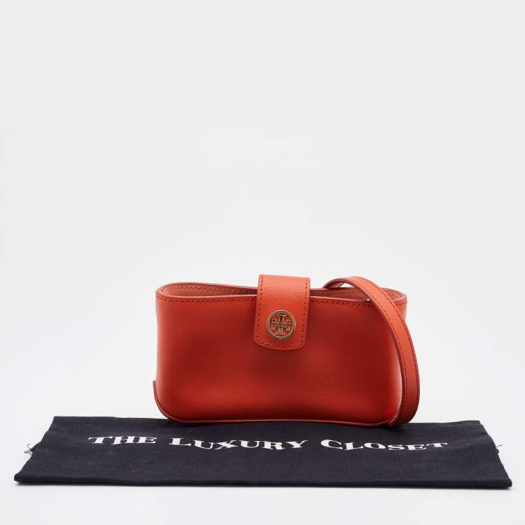 Pre Owned Tory Burch Orange Leather Wallet on Chain