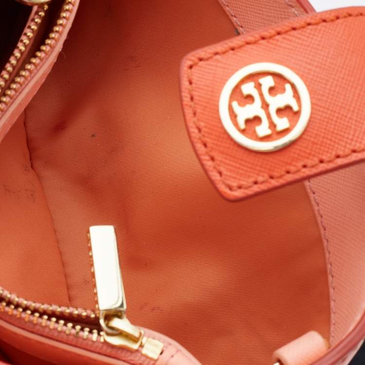 Pre Owned Tory Burch Orange Leather Wallet on Chain