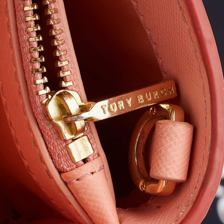 Pre Owned Tory Burch Orange Leather Wallet on Chain