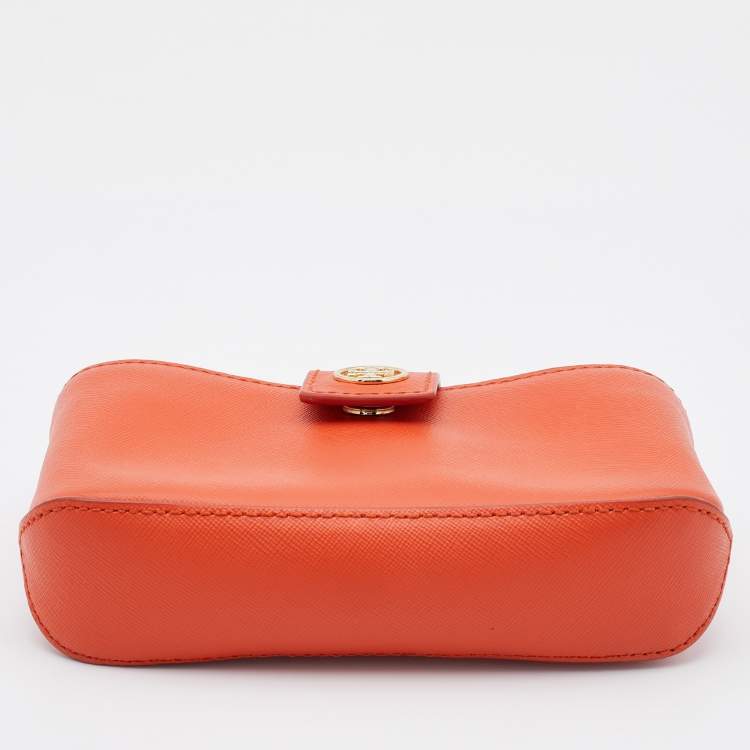 Pre Owned Tory Burch Orange Leather Wallet on Chain