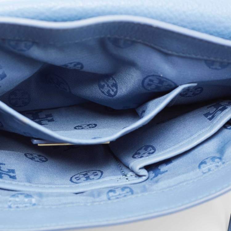 Pre Owned Tory Burch Blue Leather Reva Clutch