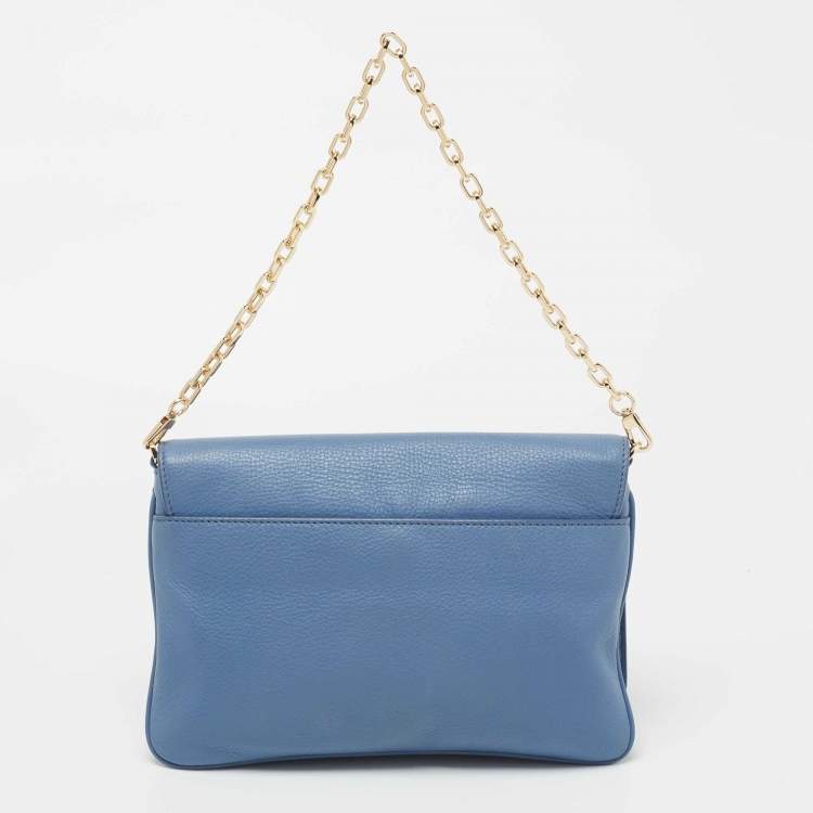 Pre Owned Tory Burch Blue Leather Reva Clutch