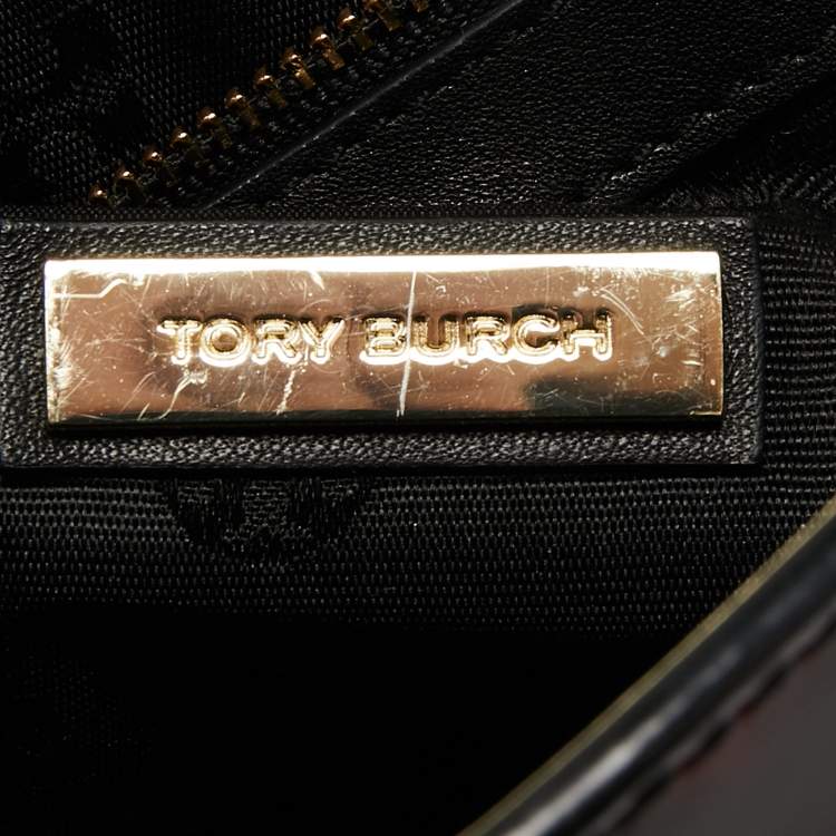 Pre Owned Tory Burch Black/Brown Patent Leather Robinson Shoulder Bag
