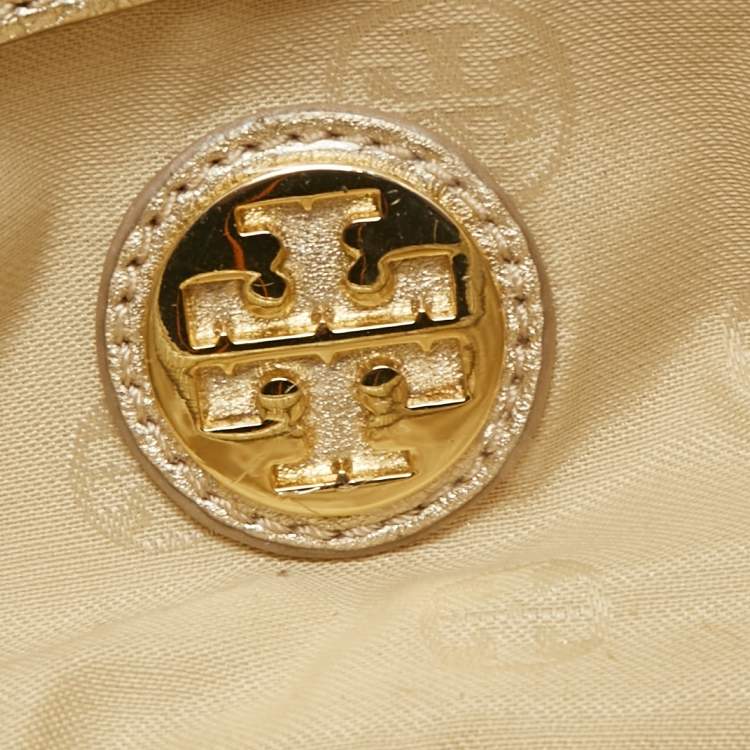 Pre Owned Tory Burch Metallic Gold Leather Britten Crossbody Bag