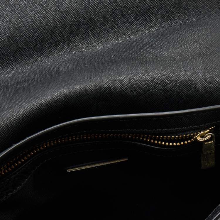 مملوكة مسبقًا Tory Burch Black Saffiano Leather Robinson Chain Crossbody Bag