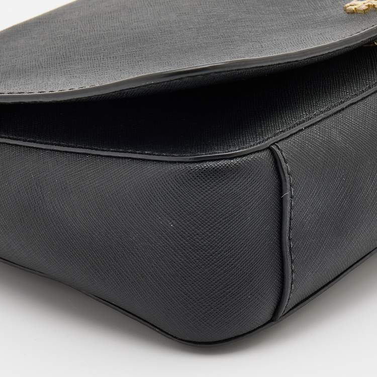 مملوكة مسبقًا Tory Burch Black Saffiano Leather Robinson Chain Crossbody Bag