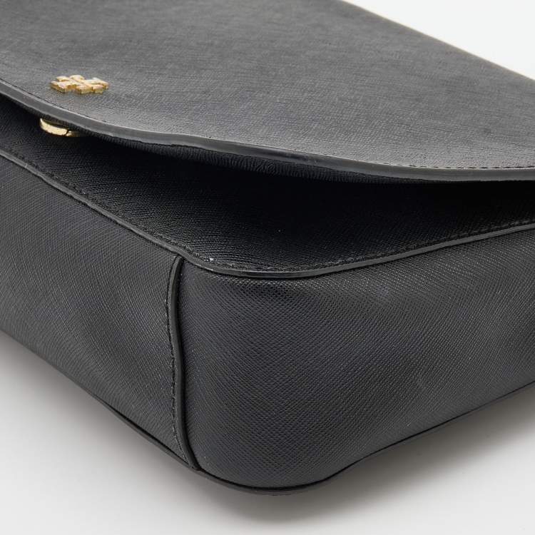 مملوكة مسبقًا Tory Burch Black Saffiano Leather Robinson Chain Crossbody Bag