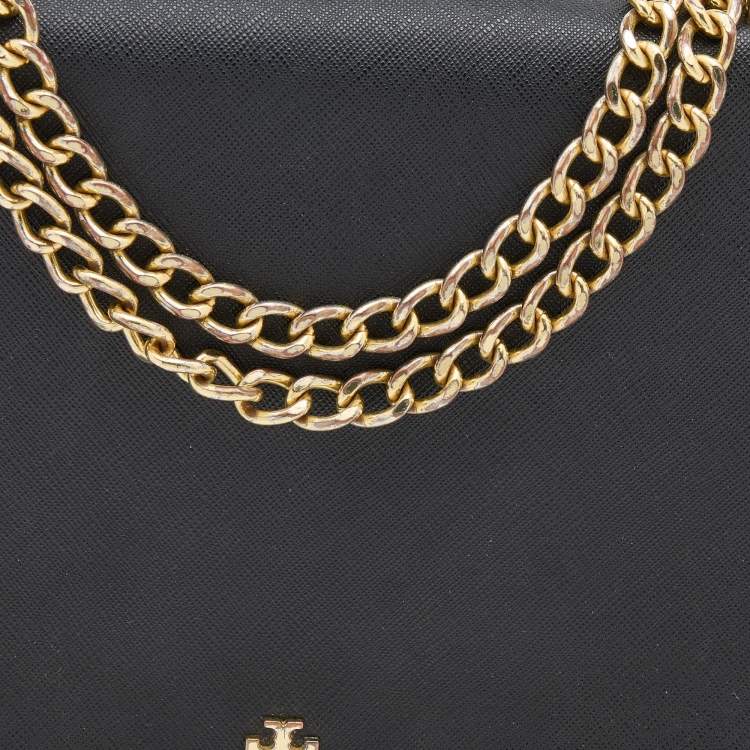 مملوكة مسبقًا Tory Burch Black Saffiano Leather Robinson Chain Crossbody Bag