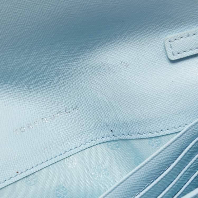 Pre Owned Tory Burch Light Blue Leather Robinson Wallet On Chain