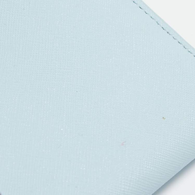 Pre Owned Tory Burch Light Blue Leather Robinson Wallet On Chain