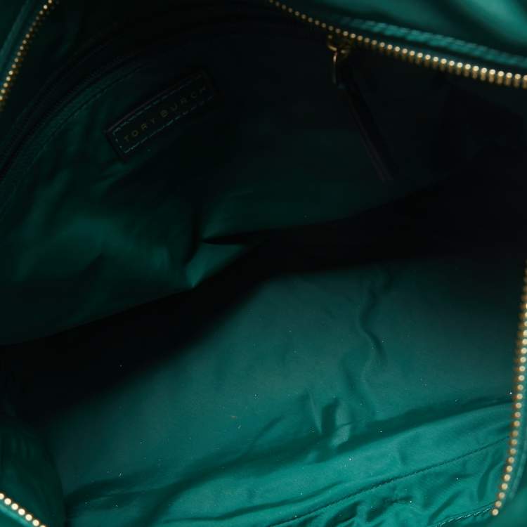 مملوكة مسبقًا Tory Burch Green Nylon and Patent Leather Quinn Tote