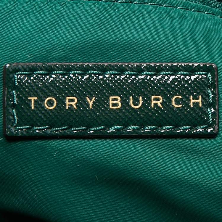 مملوكة مسبقًا Tory Burch Green Nylon and Patent Leather Quinn Tote