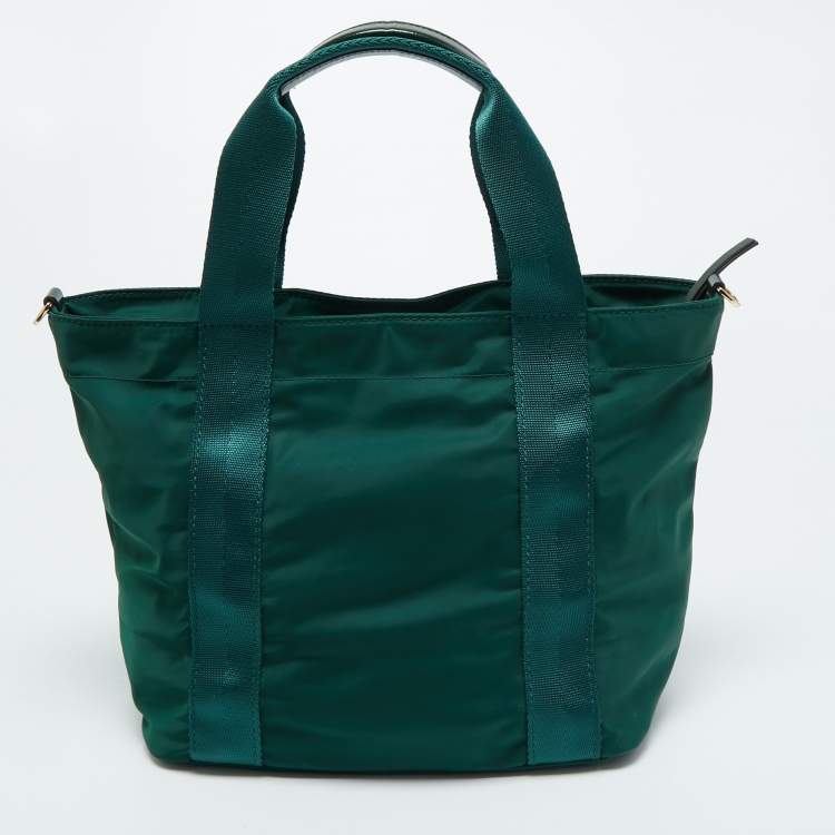 مملوكة مسبقًا Tory Burch Green Nylon and Patent Leather Quinn Tote