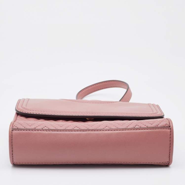 Pre Owned Tory Burch Rose Pink Leather Fleming Shoulder Bag