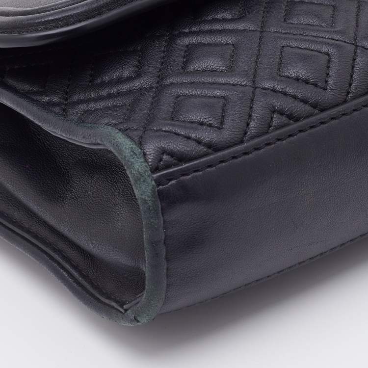 Pre Owned Tory Burch Black Leather Fleming Shoulder Bag