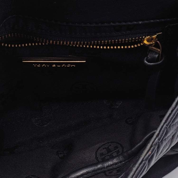 Pre Owned Tory Burch Black Leather Fleming Shoulder Bag