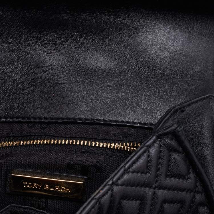 Pre Owned Tory Burch Black Leather Fleming Shoulder Bag