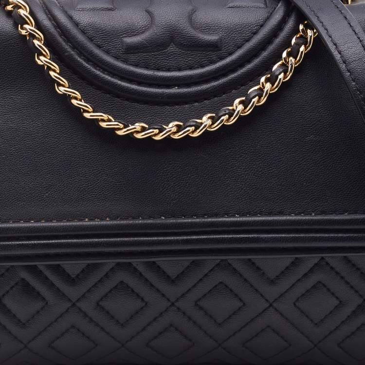 Pre Owned Tory Burch Black Leather Fleming Shoulder Bag