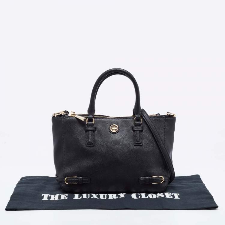 Pre Owned Tory Burch Black Leather Small Robinson Tote