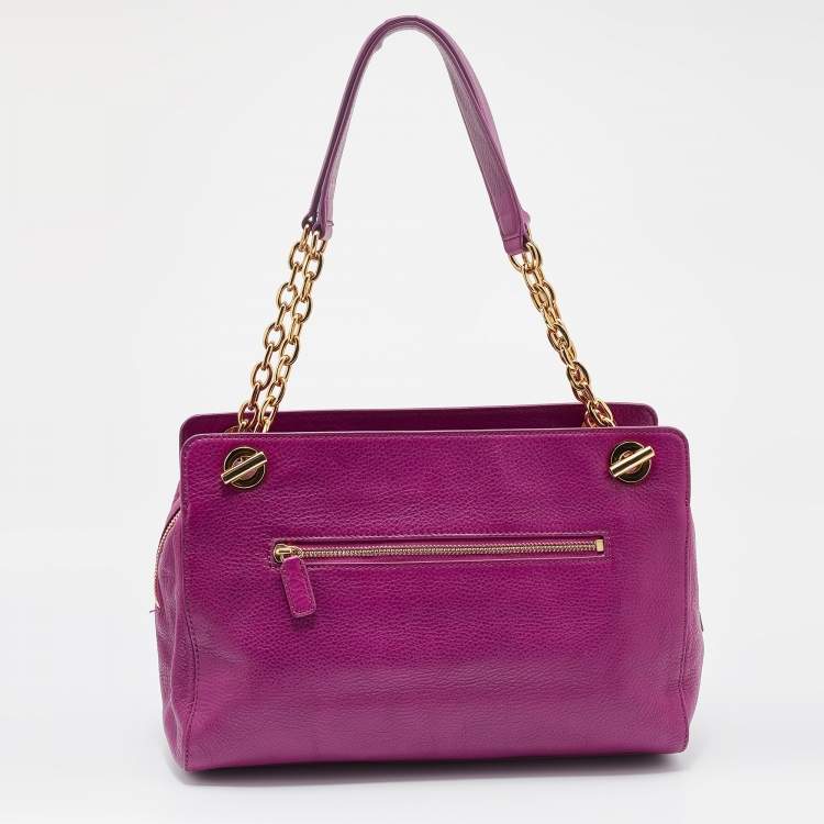 Pre Owned Tory Burch Pink Leather and Calf Hair Priscilla Satchel