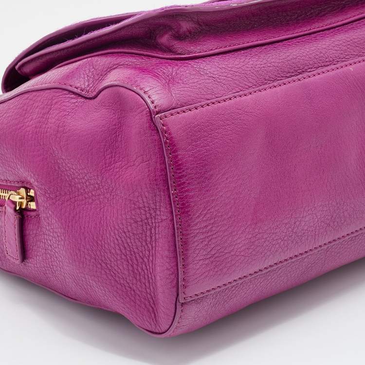 Pre Owned Tory Burch Pink Leather and Calf Hair Priscilla Satchel
