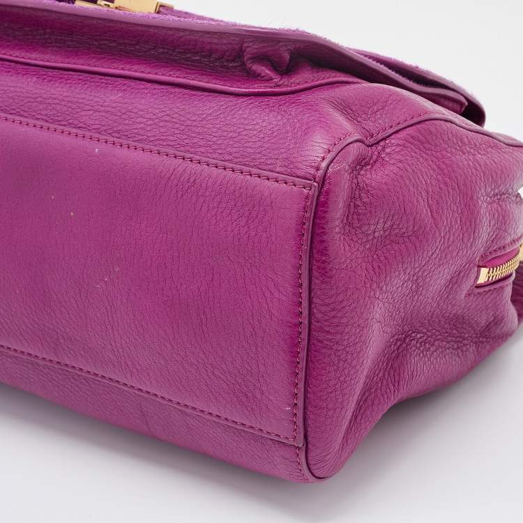 Pre Owned Tory Burch Pink Leather and Calf Hair Priscilla Satchel