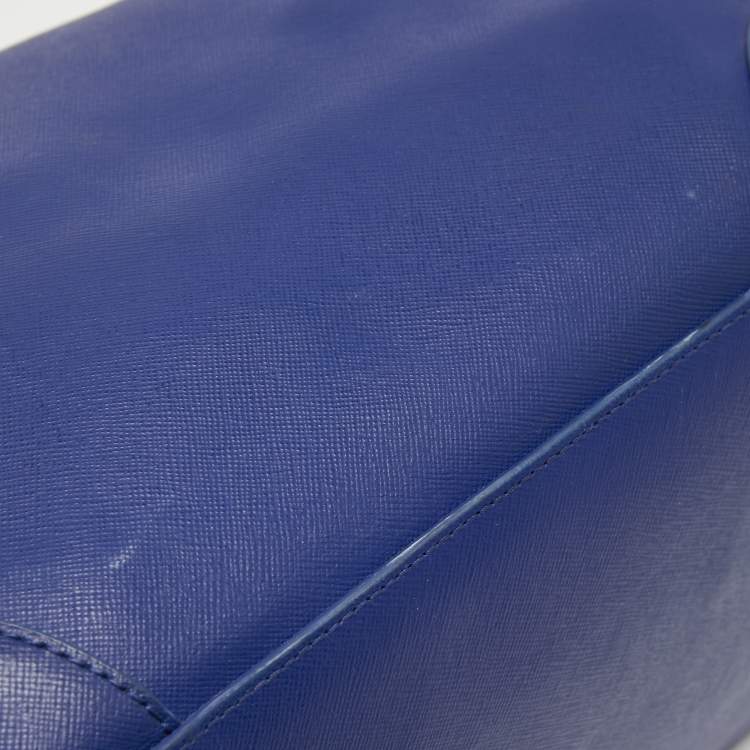 Pre Owned Tory Burch Blue Leather Robinson Middy Satchel