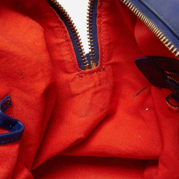 Pre Owned Tory Burch Blue Leather Robinson Middy Satchel